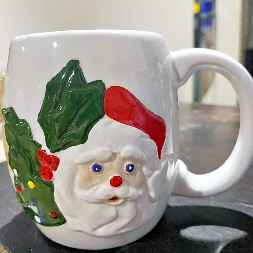 White Santa Snowman 3D Christmas Mug